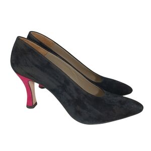 Paco Gil Heels Black Pink Suede Pumps Pointed Toe Classic Style Womens 8 M